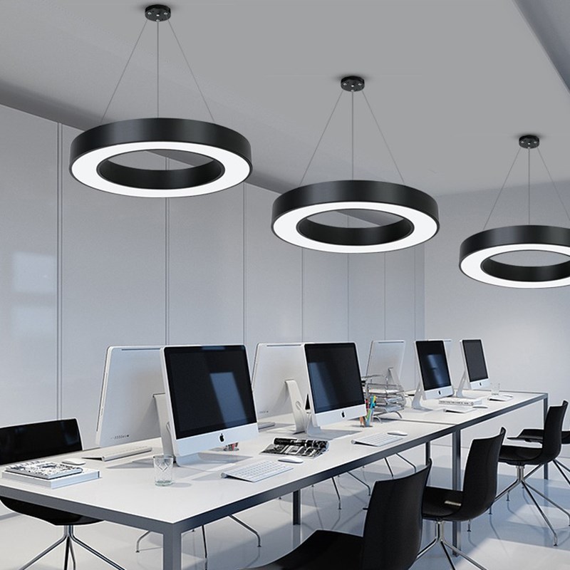 办公室led吊灯空心圆形吊线现代极简简约商场店铺超市健身房商用