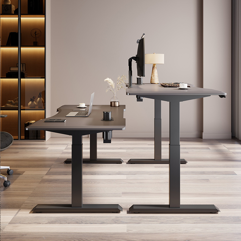 名造电动升降桌智能工作台式人电竞桌办公桌弧形书桌家用电脑桌