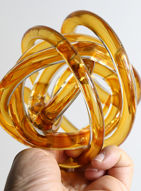 玻璃麻团创意小摆件家居装饰手工艺品 角几酒柜琉璃水晶打结饰品