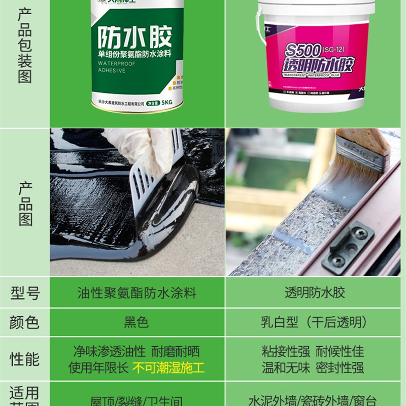 屋顶防水补漏材料楼顶堵王外墙裂缝涂料房屋聚氨酯室外胶水专用胶
