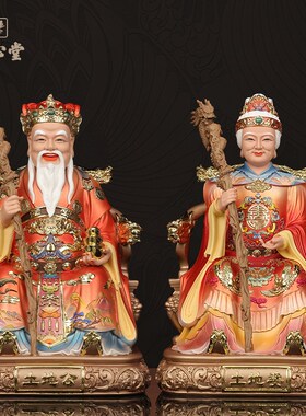 土地公像新款铜彩土地婆一对供奉福德正神摆件土地爷神像爷爷奶奶