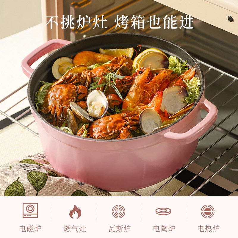 卡罗特珐琅锅铸铁锅家用砂锅炖锅炖盅煲汤锅焖烧锅不粘电磁炉煮锅