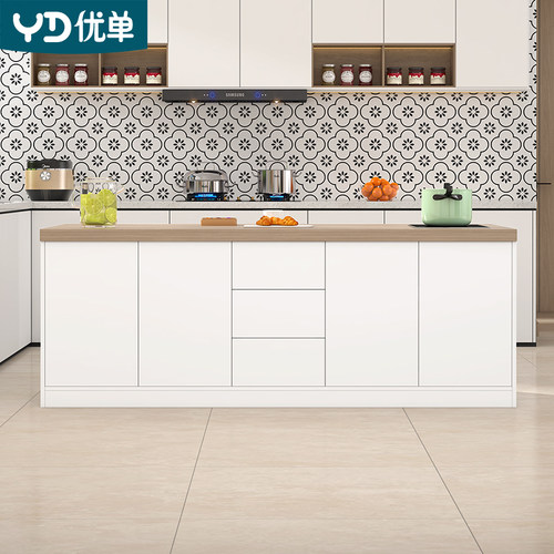 岛台带电磁炉餐桌一体小户型开放式厨房置物料理操作吧台桌E50