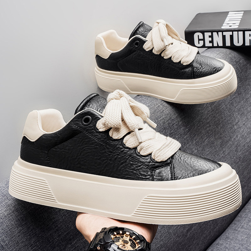 品质男鞋春季小众原创百搭休闲大头丑萌板鞋学生运动厚底增高布鞋