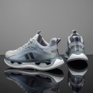 品质男鞋春季透气网鞋百搭网面休闲爆米花运动鞋跑步增高老爹潮鞋