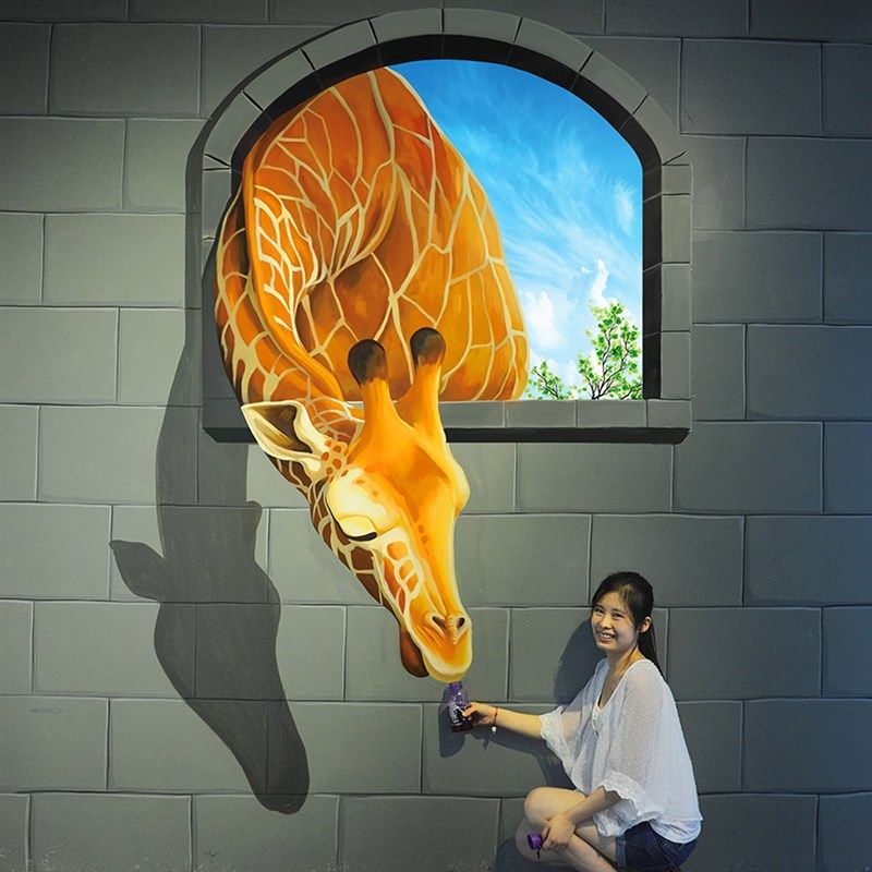 卡通动物3d立体墙贴学校儿童房装饰墙纸创意假窗户卧室幼儿园贴纸