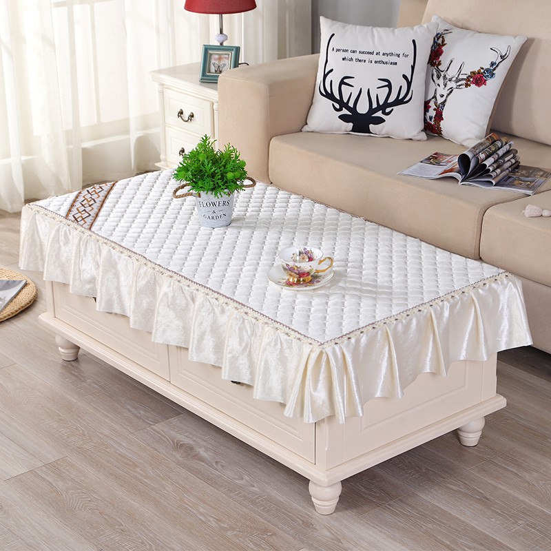 布艺茶几桌布客厅长方形茶几罩套田园桌布茶几垫加厚防滑防尘桌罩