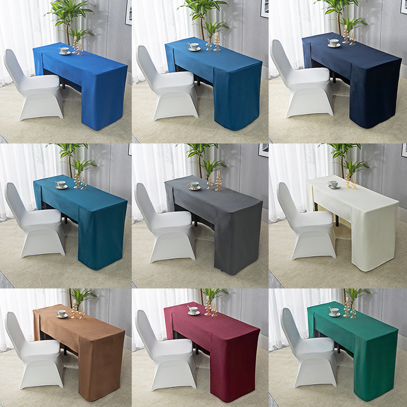 会议桌布全包定制长方形纯色台布签到桌布展会办公室学生桌罩