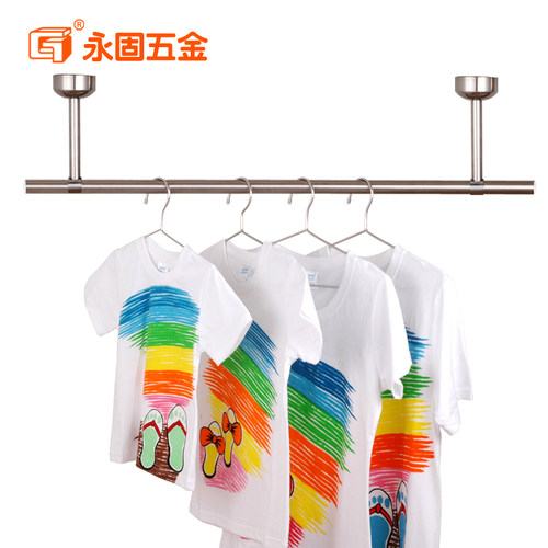 304单杆式晾衣杆套餐 定制不锈钢管固定式阳台晒衣杆顶装吊座