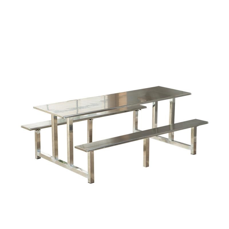 学校食堂餐桌工厂员工餐厅人人8人加厚不锈钢连体快餐桌椅直销