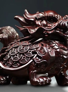 黑檀木雕龙龟摆件实木质龙头龟玄武家居办公室送礼装饰红木工艺品