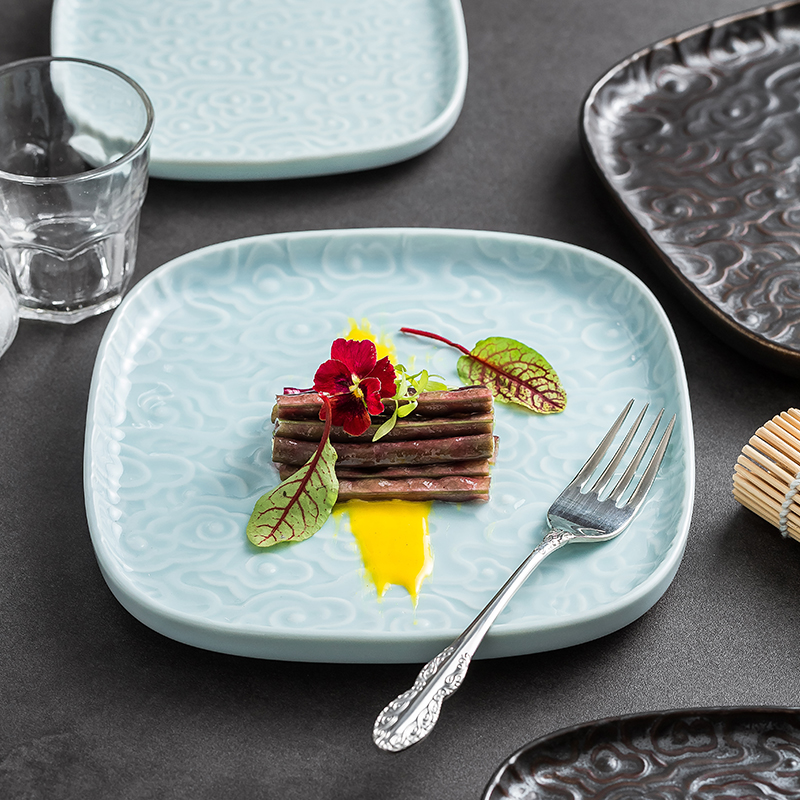 造器复古陶瓷茶点盘家用水果盘创意婚礼摆盘精致糕点盘中式点心盘