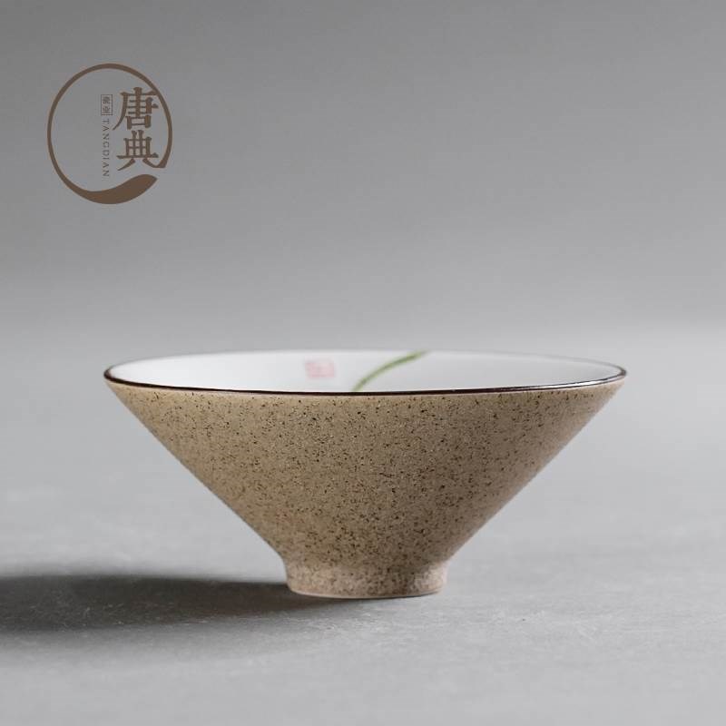 手绘陶瓷茶杯单个主人杯喝茶品茗杯只装功夫茶具斗笠杯