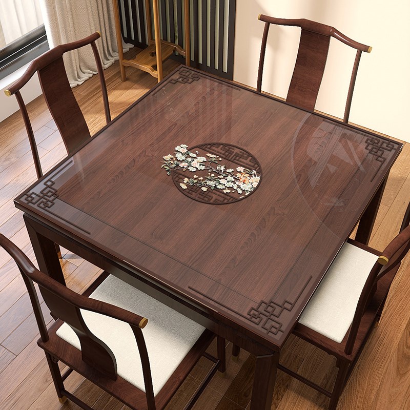 中式软玻璃镂空方桌桌垫正方形茶几家用八仙桌防水防油桌面保护垫