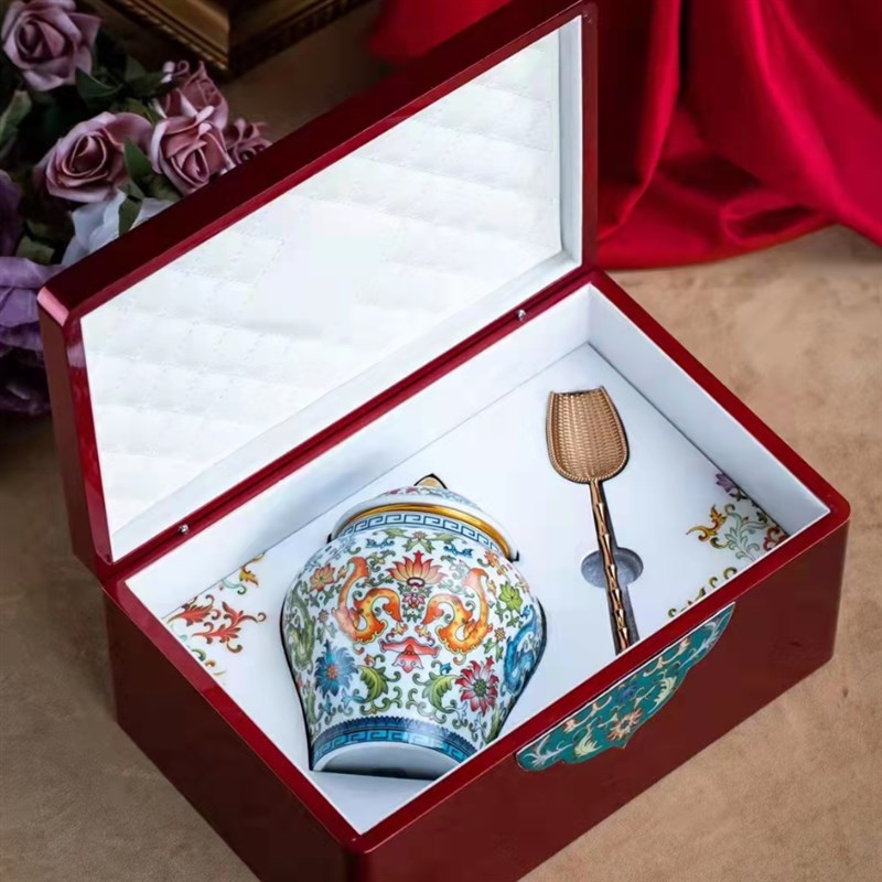 新款钢琴烤漆茶叶盒高档红茶绿茶陶瓷茶叶罐密封罐单罐包装空礼盒