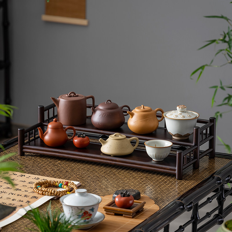 茶具架桌面茶杯紫砂壶置物层架茶叶工艺品摆放展示台式小型博古架