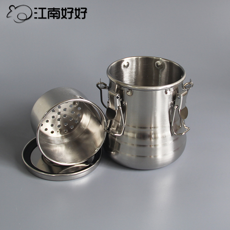 密封型不锈钢洗笔筒油壶洗笔桶滤网式油画水粉颜料洗笔器可手提