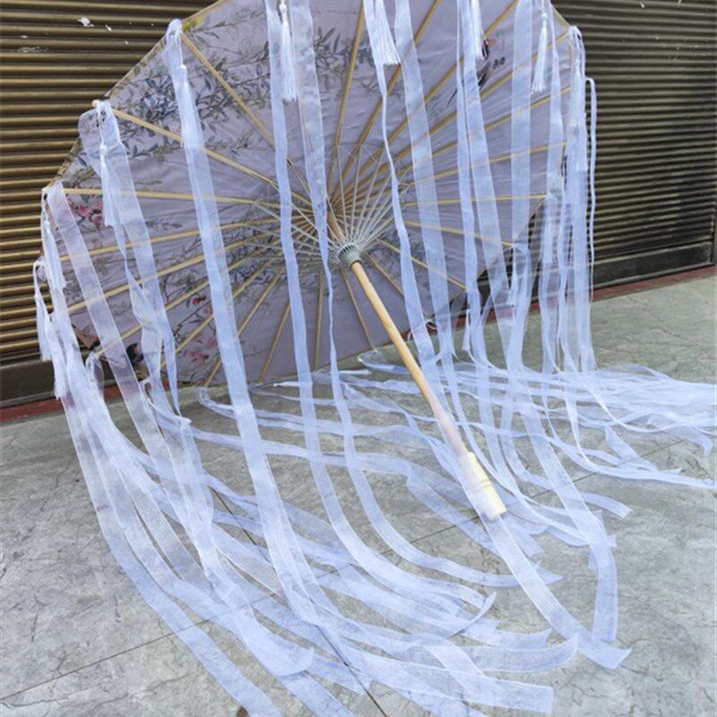 流苏飘带伞跳舞道具伞古代古装雨伞汉服花伞古风彼岸花cos拍照伞