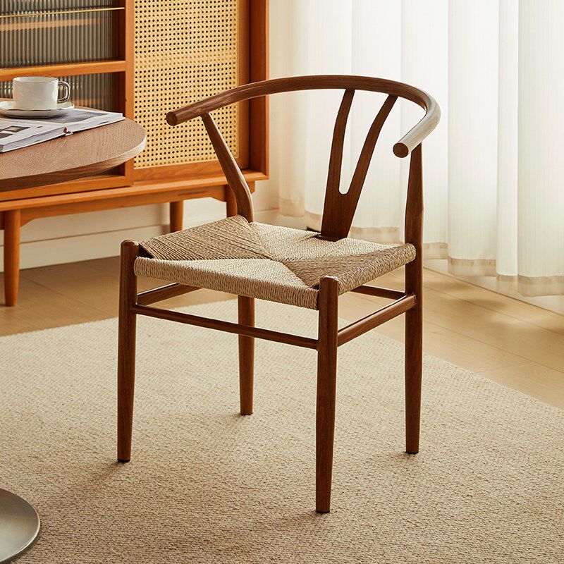 复古风家用餐桌椅办公室茶椅铁艺加厚靠背椅绳编椅高级扶手太师椅