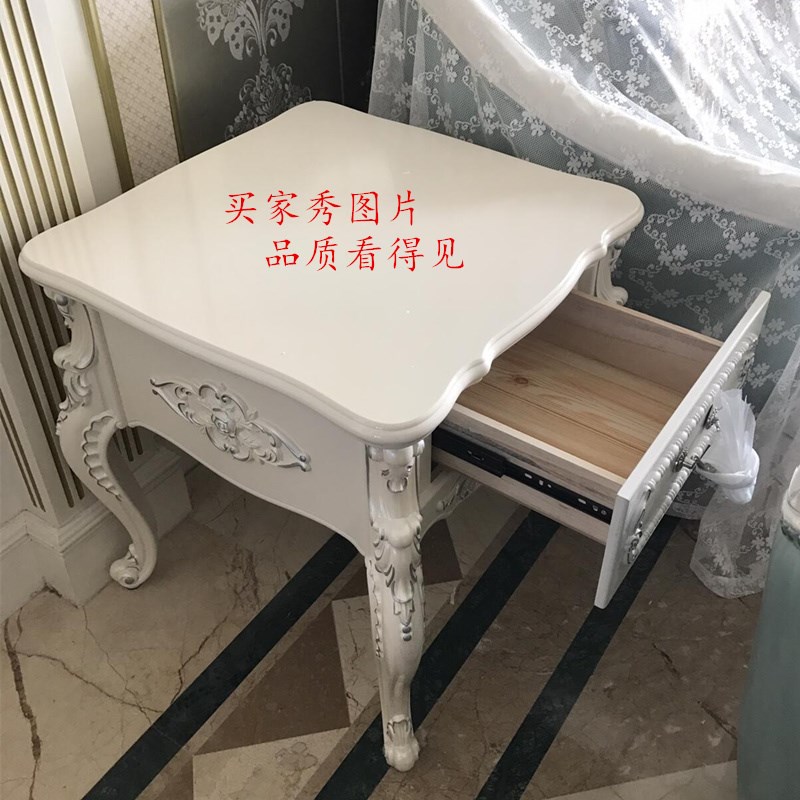 欧式小茶几简约现代客厅沙发边几实木抽屉角几小户型方桌迷你边柜