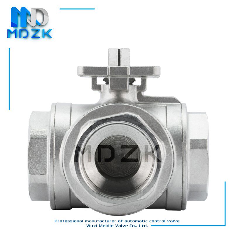 MDZK气动电动用无头高平台丝口扣内螺纹不锈钢三通L型T型球