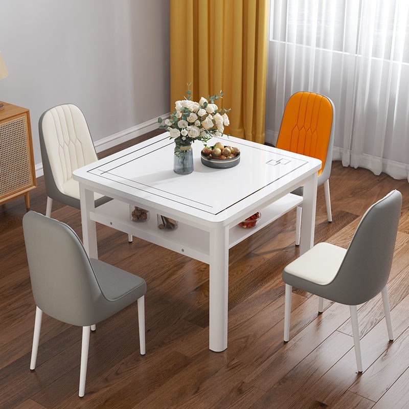 钢化玻璃层餐桌椅小户型家用吃饭桌子出租屋客餐厅阳台方形