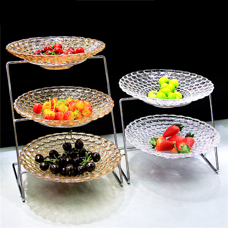 三层玻璃水果凉菜盘子自助餐台食物展示盘架子果盘创意多层水果盘