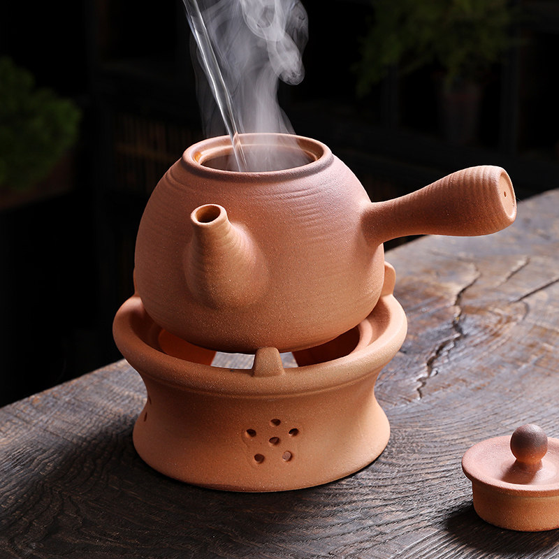 粗陶复古围炉煮茶炭炉干烧泡茶壶温茶侧把煮茶器电陶炉酒精炉家用