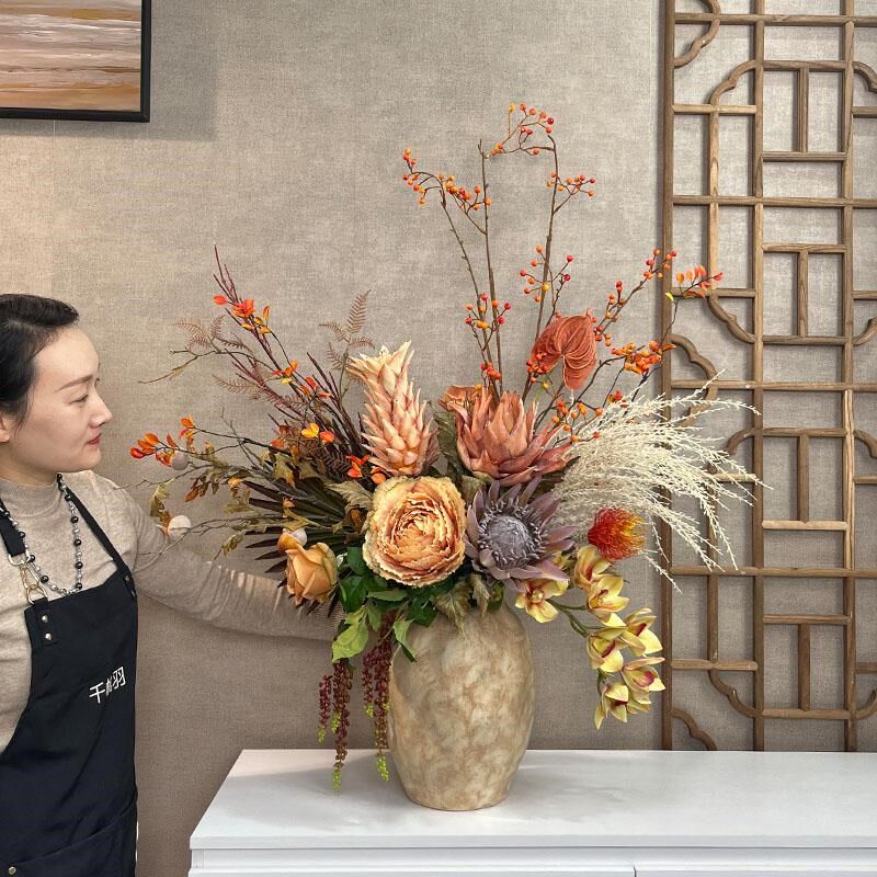 复古牡丹仿真花装饰花艺设计师款中古风软装帝王花假花家居摆件