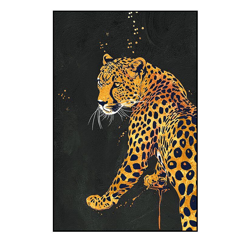 金钱豹客厅装饰画个性创意沙发背景墙壁画立体肌理感入户玄关挂画