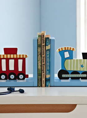 卡通车子装饰书挡书立摆件创意儿童房卧室书房家居饰品书靠摆设品