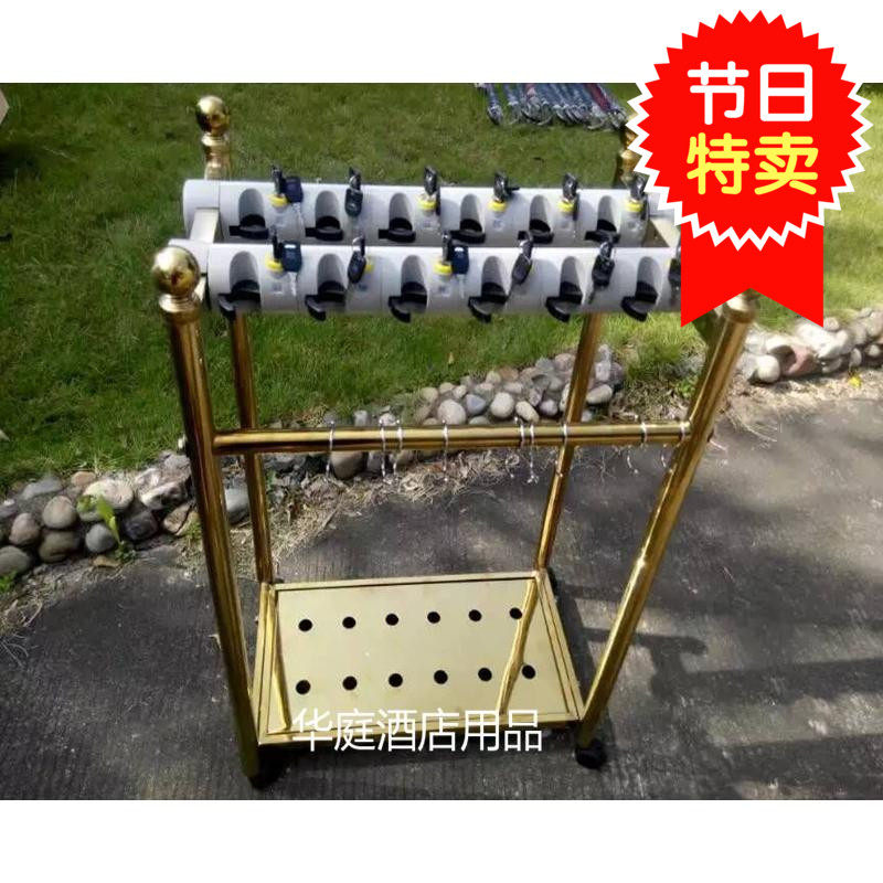 酒店大堂雨伞架带锁创意12头18头24位架子自助式雨伞桶钛金雨伞架
