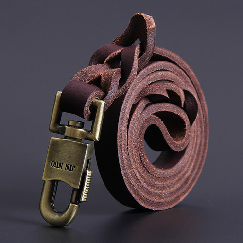 牛皮牵引绳狗狗牵狗绳遛狗绳子中型犬大型犬金毛法斗萨摩耶狗链子