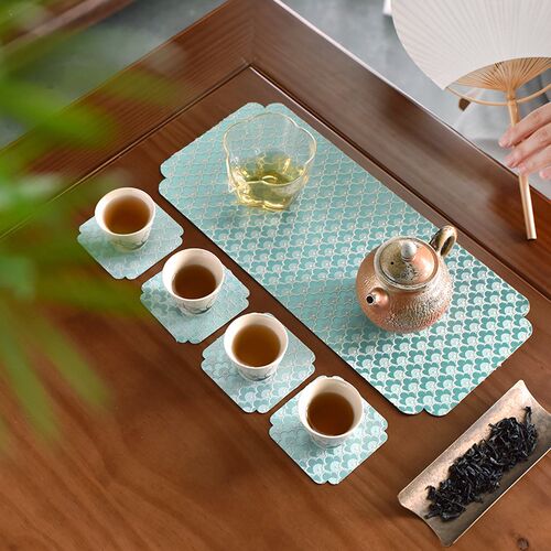 功夫道织锦茶垫茶席小尺寸双面刺绣中式宋锦桌旗茶道布席席子茶铺