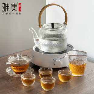 雅集茶具简约电陶炉煮茶器小型迷你电磁炉家用办公烧水玻璃煮茶壶