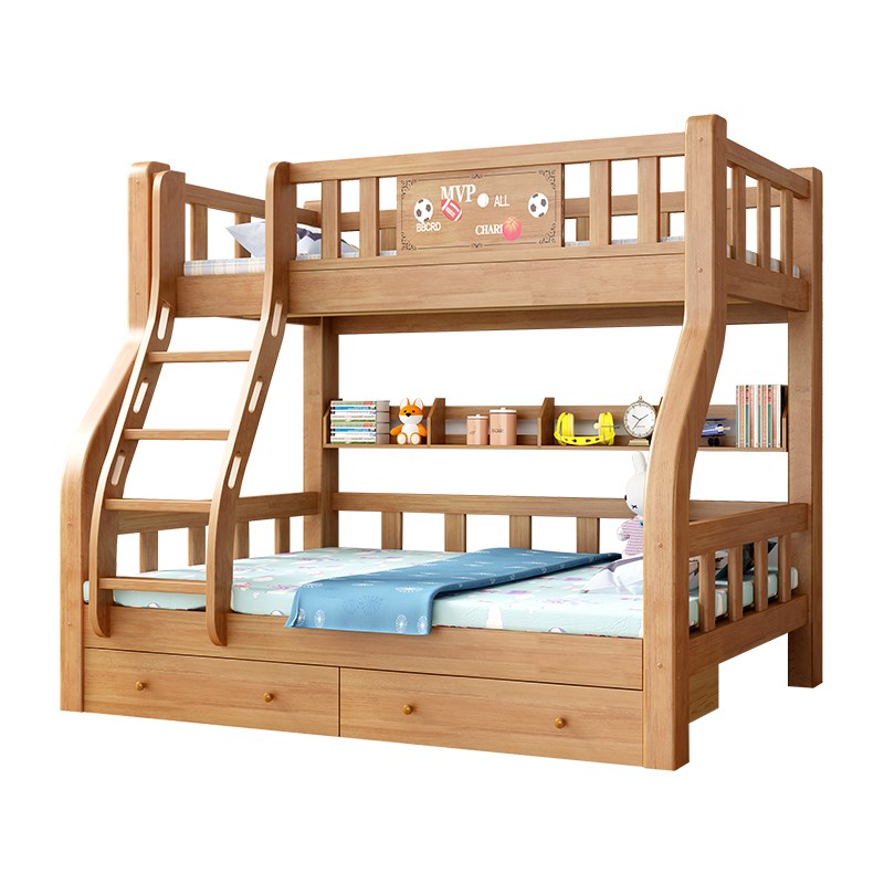 实木上下床橡木儿童床高低铺字母床子母床成年上下铺层床高低床
