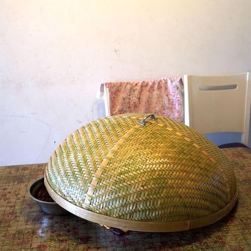 菜罩子竹编餐桌台盖防蝇防尘竹盖木烝竹编圆形餐桌菜罩带手把饭罩