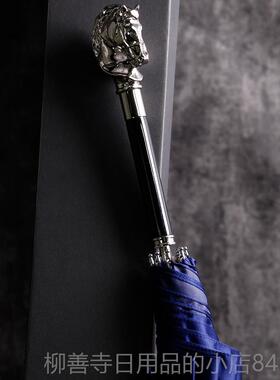 正品DaMu伞nier 长n柄雨大号绅士双人古纯色复简约动物骏马男士直