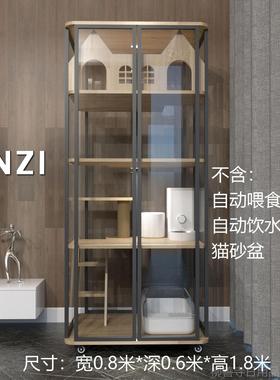 正品ZNI全Z景玻璃猫空别墅高档大间笼家用实木猫屋宠物室内猫猫咪
