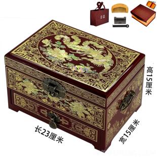 正品平遥推漆器盒首饰盒木质三金盒生日结婚礼化妆梳妆收盒纳物带