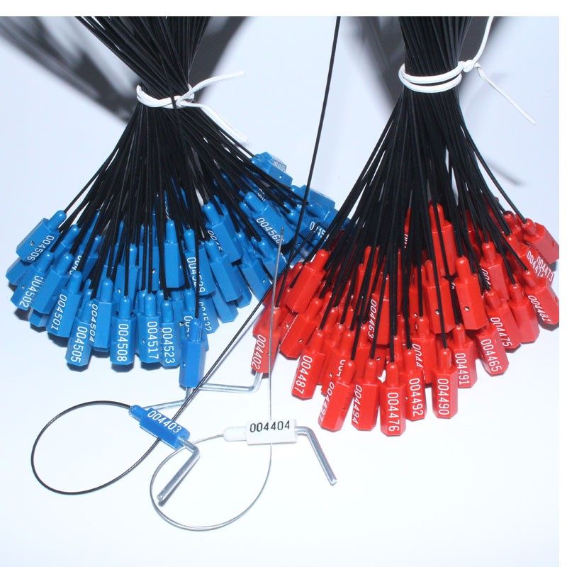 促销钢丝封条摇把式 一次性包塑钢丝绳锁铅封水表电表箱封条100条