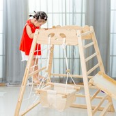 儿童实木滑梯室内家用游乐园玩具宝宝小型秋千吊环组合锻炼攀爬架