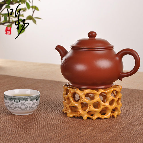 实木茶壶摆件底座黄杨木托架奇石玉石紫砂壶茶壶底座微型盆景底座