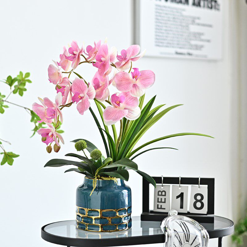 手感蝴蝶兰假花仿真花客厅摆设高端餐桌花摆花茶几花艺摆件装饰花