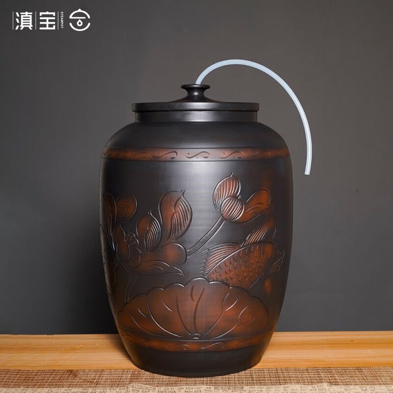 储水桶陶瓷水缸储水用家用老式带盖抽水茶台泡茶储水罐装纯净水桶