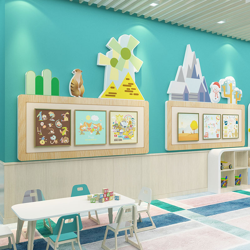 幼儿园环创主题墙面装饰成品环境布置材料学室美术室书法作品展示