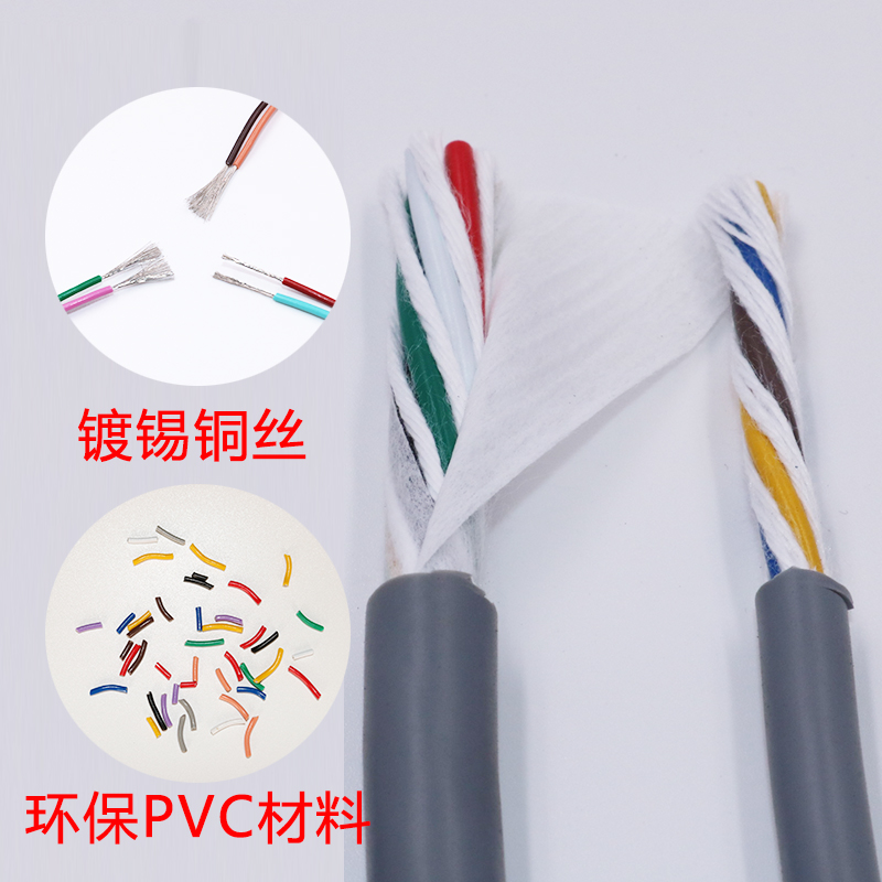 高柔拖链电缆线TRVV 2 3  5芯0.15 0.2平方灰色护线镀锡铜电线