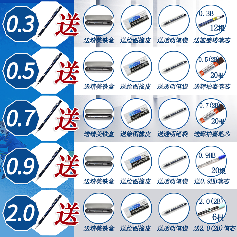 德国施德楼9 全金属专业0.3绘图9 制图活动自动铅笔0.5mm