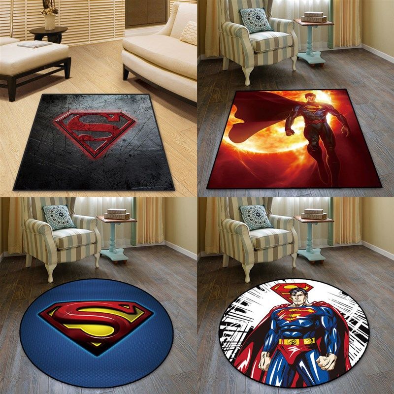 DC美漫画超人方圆形卧室男孩儿童房门厅防滑地毯地椅吊篮架子鼓垫