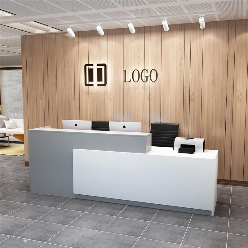 收银台柜台简约现代美容院超市迎宾小型吧台桌公司前台转角接待台